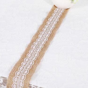 Imagem de GLOGLOW Fita Decorativa Com Acabamento Em Fita de Serapilheira de Juta Natural Com Renda Branca, 2 M de Comprimento, 5 Cm de Largura, Decoração Rústica de Casamento e Artesanato na Decoração Diária (6)