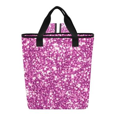 Imagem de Cooler Bag Mochila térmica portátil com glitter rosa, com 36 latas
