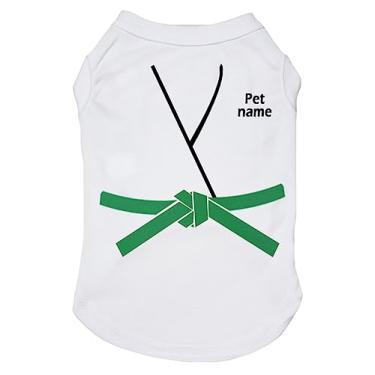 Imagem de Petitebella Camisa personalizada Judo Karate Taekwondo Jersey Puppy Dog (branca/verde, GG)