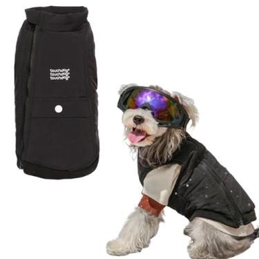 Imagem de Touchdog Casaco de inverno para cães com forro de malha, jaqueta corta-vento quente para cães pequenos e médios, jaqueta resistente à água para cães em clima frio para chihuahua buldogue francês