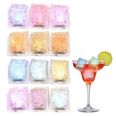 Imagem de Cubo de gelo com iluminação à prova d'água, 12 peças, LED ativado por água, com luz que muda de cor para coquetéis, festas de Natal, bar e casamento