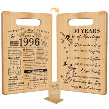Imagem de 30º aniversário de casamento para mulheres e homens, volta em 1996 e 30 anos de casamento, presente de tábua de corte dupla face para ela, melhores decorações de aniversário de 30 anos para casais