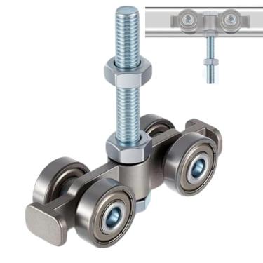 Imagem de Rodas Para Porta Celeiro,Guia De Trilho Silencioso Com 4 Rodas,Carrinho para Portão - Para Interior e Exterior: Casa, Quarto, Garagem, Celeiro e Armazém