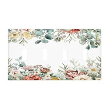 Imagem de Nadoabtm Capas para interruptores de luz, vintage, boho, folhas florais, rústico, botânico, quadriciclo, interruptor elétrico, placa decorativa de parede para quarto e decoração de casa