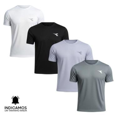 Imagem de Kit 4 Camisetas Diadora Small Logo Masculina - Branco e Cinza Claro P-Masculino