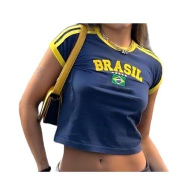Imagem de Blusa Do Brasil Bandeira Bordada BabyLock - Azul Escuro, P