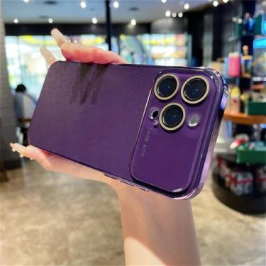 Imagem de Capa de celular grande com janela e glitter fosco para iPhone 16, 15, 14, 13 Pro Max com proteção de câmera em vidro à prova de choque C