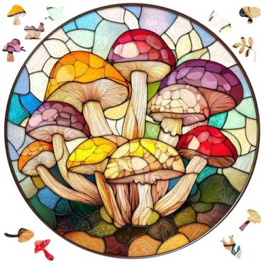 Imagem de Wooden Puzzles for Adults, Mushroom Wooden Jigsaw Puzzles,Plant Unique Shaped Puzzle Gifts for Adults and Kids on Thanksgiving,Challenging Family Puzzle Games(11.2'' x 11.2''-200pcs)