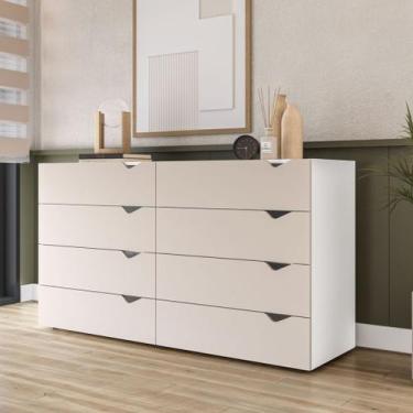 Imagem de Cômoda 8 Gavetas Branca e Creme Porto Politorno