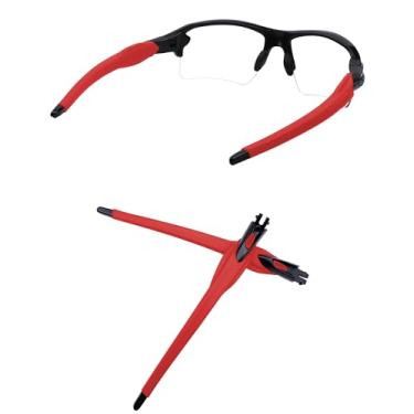 Imagem de MYCOURAG Hastes de substituição e pernas compatíveis com óculos de sol Oakley Flak 2.0/Flak 2.0 XL - Preto - Vermelho