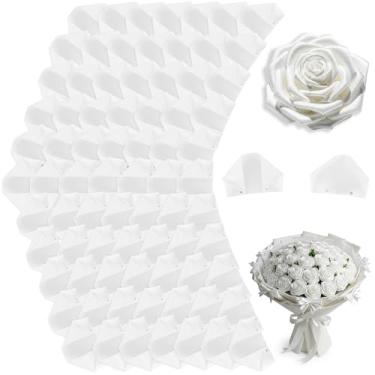 Imagem de TONIFUL 200 peças de fita de cetim branca pré-fabricada pétalas de rosa semi-acabadas para rosa eterna faça você mesmo, buquês de flores, artesanato para dia dos namorados, formatura, casamento