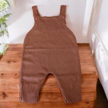 Imagem de Macacão Jardineira Tricô Baby Botões na Alça e Vira no Pé Anti Alérgic