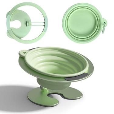 Imagem de Tigela de comida dobrável elevada para cães e gatos, prato de água elevado portátil para ração para animais de estimação, alimentador de alimentos inclinado ajustável para cães e gatos em ambientes