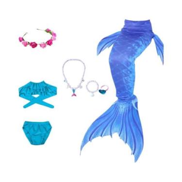 Imagem de Fantasia De Cauda De Sereia Para Meninas, Tecido Altamente Elástico E 