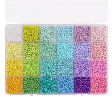 Imagem de Kit de miçangas com 5200 peças, 24 cores, tamanhos mistos, para fazer pulseiras, joias, artesanato, contas, adultos, acessórios DIY