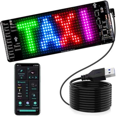Imagem de Untrxr Luz programável para carro, placa LED de 17,8 cm x 7,6 cm, controle por aplicativo, cores, padrões e texto personalizados para carro e loja