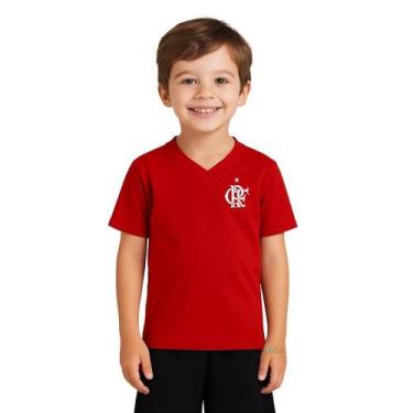 Imagem de Camisa Flamengo Infantil Vermelha Gola V Oficial - Revedor, Tam 4