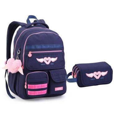 Imagem de Kit Mochila e Estojo Feminino Bolso Laptop ColorUp - Seanite, Azul Mar