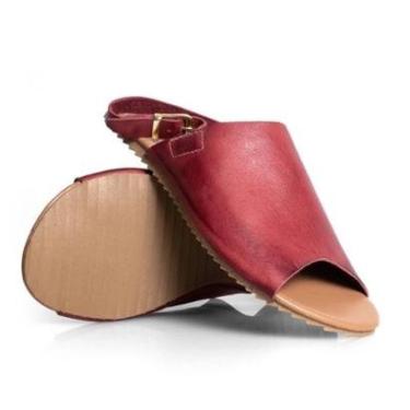 Imagem de Sandália Rasteira Feminina Couro Fivela Numeração Especial até 44 TropiCaos-Feminino