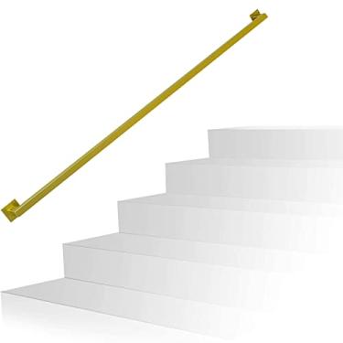 Imagem de Corrimão de escada interna - 1 m/2 m/3 m/4 m/5 m/6 m corrimão de escada de metal para escadas internas/degraus de varanda externa, kit completo, corrimão de tubo de trilho de ferro forjado industrial