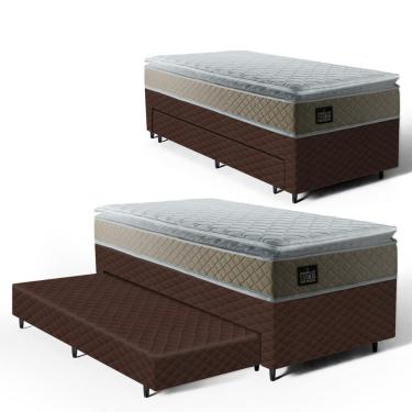 Imagem de Cama Box com Colchão de Espuma D45 Pillow Top Strong One Face + Auxiliar de Espuma Unique Solteiro 88cm