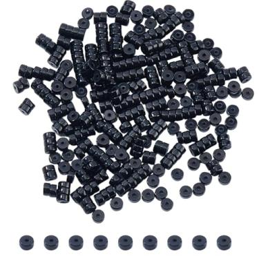 Imagem de DICOSMETIC 334 peças de contas espaçadoras de ônix preto natural pequenas contas de pedra de disco Heishi contas de pedra espaçadora plana pedras soltas pedras preciosas para pulseira, colar, brinco