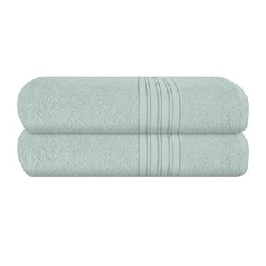 Imagem de BOUTIQUO Conjunto de toalhas de banho 100% algodão pacote com 2 71 x 137 cm, toalhas de banho grandes ecológicas, compactas, de secagem rápida, leve, macia e altamente absorvente, ideal para uso diário na academia, acampamento, piscina - verde mar