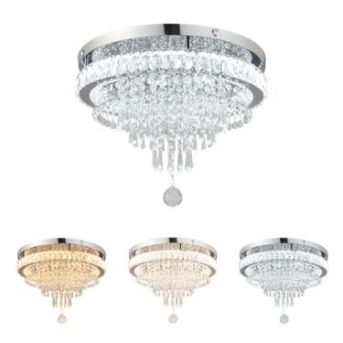 Imagem de Lustre moderno de 50 cm, luminária de teto de cristal, lustre de LED, para quartos, sala de jantar, sala de estar, 2700 K/4000 K/6500 K