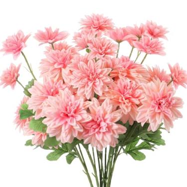 Imagem de Maysing 6 peças de flores artificiais de dália 42 cm, 3 cabeças, dálias falsas grandes com caules, marfim de aparência real para buquês de casamento, decoração de casa para chá de panela, arranjo