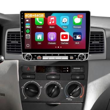 Imagem de Leadfan 4G + 64G Android 13 estéreo para carro Toyota Corolla 2003 a 2008 rádio com Carplay Android Auto, tela de botão duplo de 25.7 cm para unidade de cabeça Corolla/GPS/FM RDS/EQ/DSP/câmera de