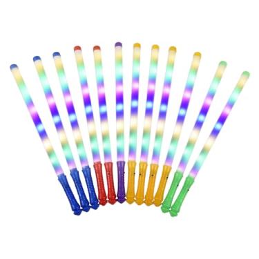 Imagem de Generic 12 bastões de luz multicoloridos, bastões brilhantes de LED, piscando, com 3 modos, artigos de festa que brilham no escuro para aniversário, casamento, shows, decorações de Natal