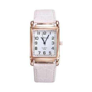 Imagem de Relógio De Pulso Feminino De Quartzo Com Pulseira De Couro Dourada Ros