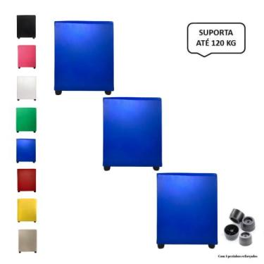 Imagem de Kit 3 Pufs Puff Banqueta Quadrado Decorativo Casa - Mercadão dos Puffs