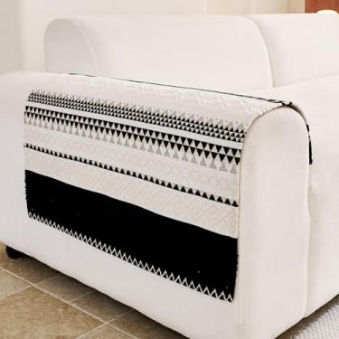 Imagem de HAOMAIJIA Conjunto de 2 capas de apoio de braço de sofá antiderrapantes à prova d'água para sofá, capas de poltrona reclinável macias laváveis de chenille para sofá (preta, 59,9 cm x 68,5 cm 2