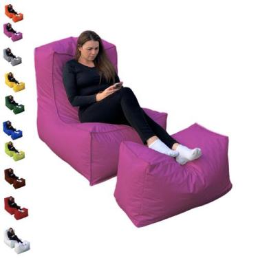 Imagem de Puff Poltrona com Peseira Cheio Material Sintético Almofadão Gigante -