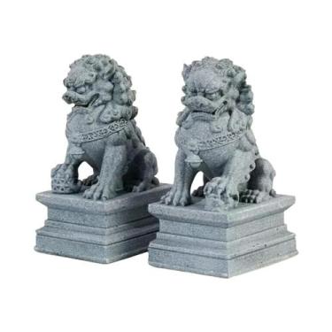 Imagem de Estátuas De Leão Guardião Par FU Cães Foo Figuras Decorativas Feng Shu