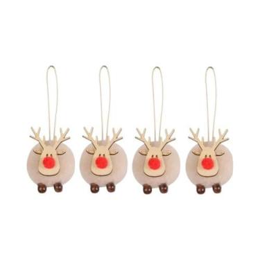Imagem de Enfeites De Natal Em Feltro De Cervo Fofo 4PCS Decorações Para Festas 