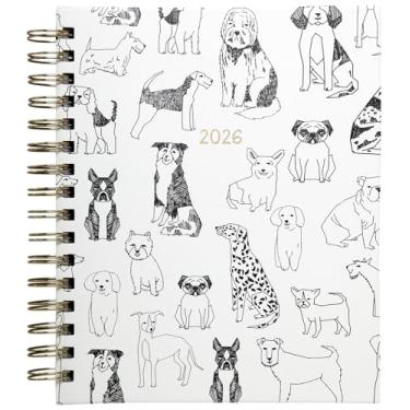 Imagem de WORLD TRAVELER Agenda 2026 semanal e mensal - 18 cm x 21 cm capa dura janeiro dezembro espiral agenda diária 2026 lista de tarefas, tamanho 17 x 21 cm, animal de estimação branco