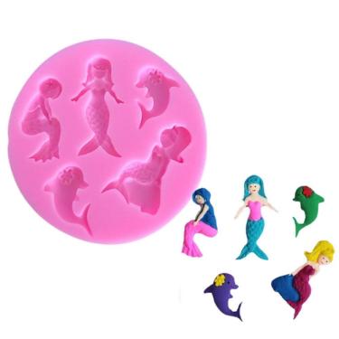 Imagem de Molde Silicone Mar Sereias Golfinho Biscuit Fondant Resina