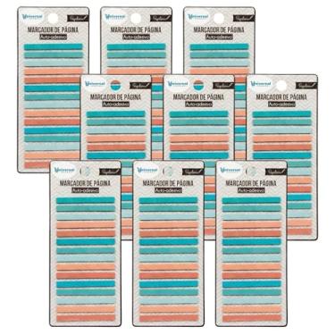 Imagem de Cartela de Marcador de Página Adesivo Translúcido Colorido Fita Tirinha Marca Texto Flag Index (9, Verde e Laranja)