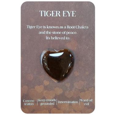 Imagem de Coração de olho de tigre, cristais e pedras de ioga, conjunto de corações de cristais de quartzo, quartzo rosa, cristal em forma de coração, pedras preciosas polidas para decoração, meditação e