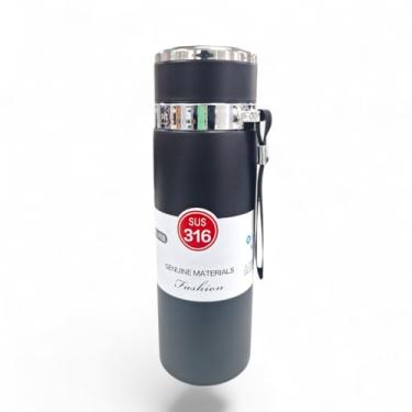Imagem de Garrafa Térmica 800ml - Duplamente Isolada em Aço Inox 304 a Prova de Vazamento Mantém Bebidas Quentes por 12 Horas e Geladas por 24 Horas (Preta ou Vermelha) (Preto)