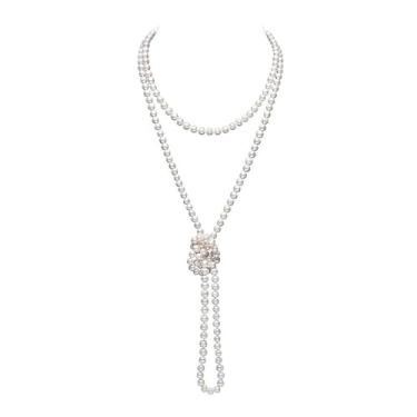 Imagem de Roe Dolph Colares longos de pérolas para colar, gargantilha de pérolas em camadas, colar Navajo com contas pretas e pérolas boêmias, bijuterias de fantasia, Pérola, Sem Pedra Preciosa