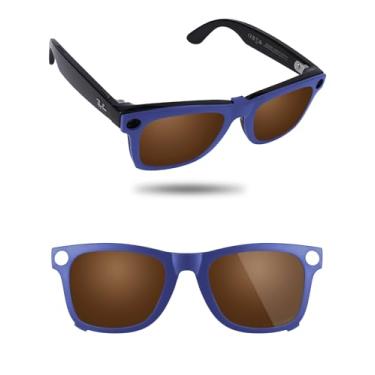 Imagem de Fiskr Óculos de sol polarizados Clip-On para Ray-Ban Meta Wayfarer RW4008 e Gen 2 RW4012 (53-22), clipe antirreflexo em óculos, Marrom âmbar., 53*22mm