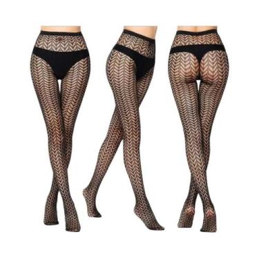 Imagem de Meias-calças Femininas Sensuais De Malha Transparente Com Estampas Gót