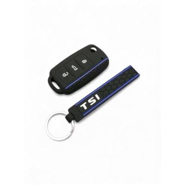 Imagem de Capa De Chave + Chaveiro TSI AZUL VW GOL JETA POLO GOLF FOX FUSCA TSI AMAROK UP ente outros.