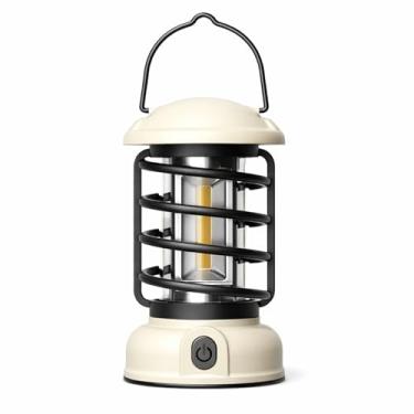 Imagem de Lâmpada de Camping Recarregável LED, 200 Lúmens, 3 Modos de Luz,USB-C, à Prova D'água IPX4, para Acampamento, Tenda, Mochila, Emergência e Decoração Retrô (Branco)