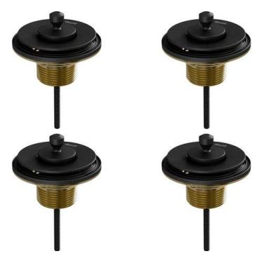 Imagem de Kit 4 Válvulas Saída D'agua Universal 7/8 Docol Ônix Preto Preto Ônix