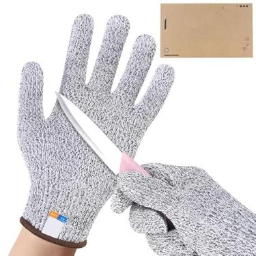 Imagem de Luvas resistentes a cortes para adultos, luvas de segurança anticorte de grau alimentício para cozinhar bandolim corte de carne pesca (cinza, grande adulto)