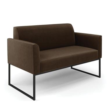 Imagem de Sofá Namoradeira Base Industrial Preto Marisa Suede Cor Marrom